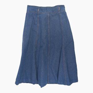 Vintage 70s High Waisted Denim A-Line Skirt Size 13 Flared Boho Festival